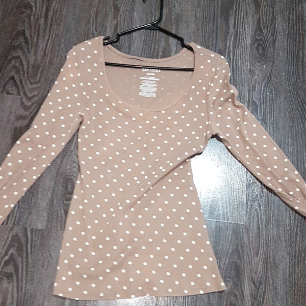 Brown and white polka dot sweater